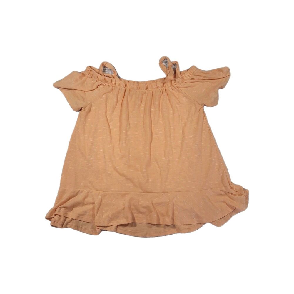 a.n.a A New Approach Womens Orange Off The Shoulder Ruffle Hem Blouse Top Mediu
